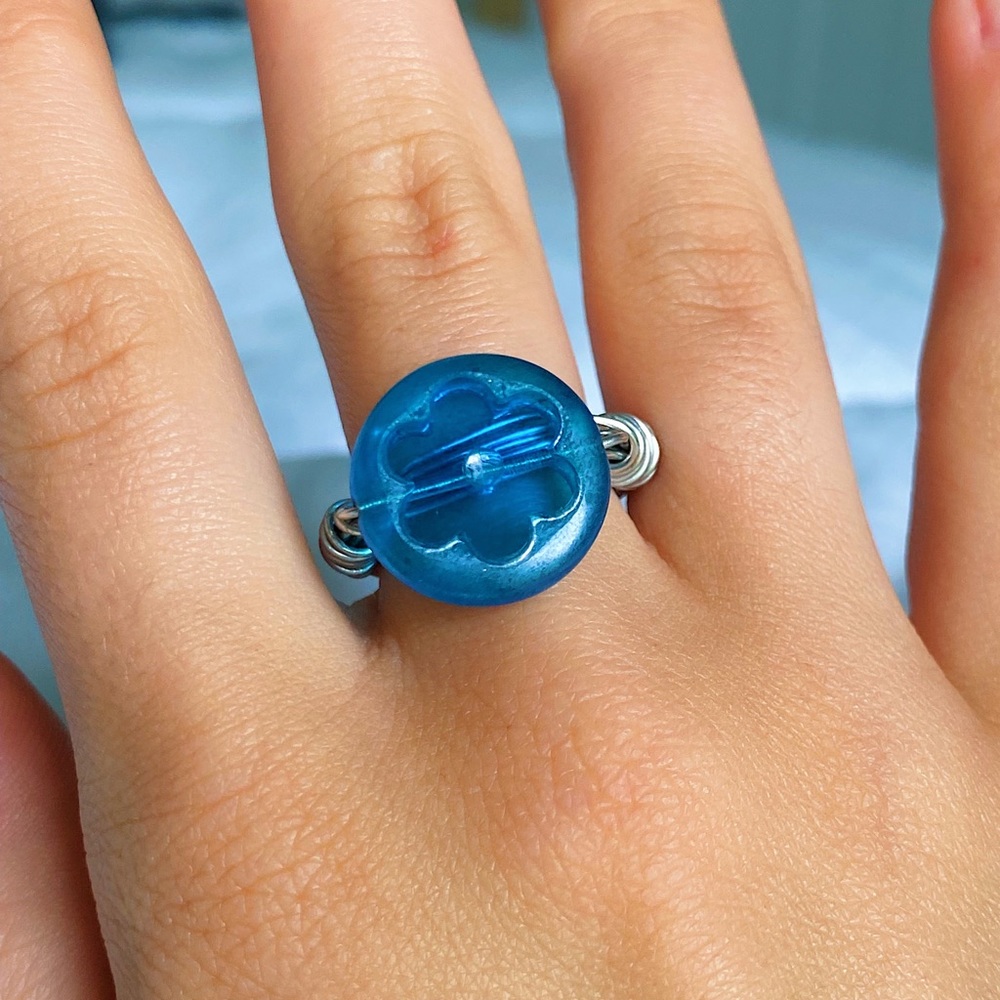 Blue Transparent Flower Ring